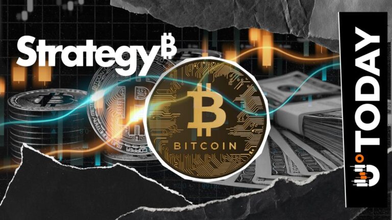Goldene Bitcoin-Münze vor einem aufsteigenden Kurs-Chart und Firmenlogos