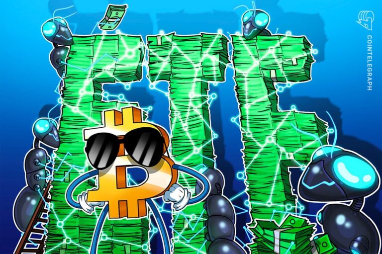 Logo von Morgan Stanley und eine physische Bitcoin-Münze vor einem aufsteigenden Kurschart