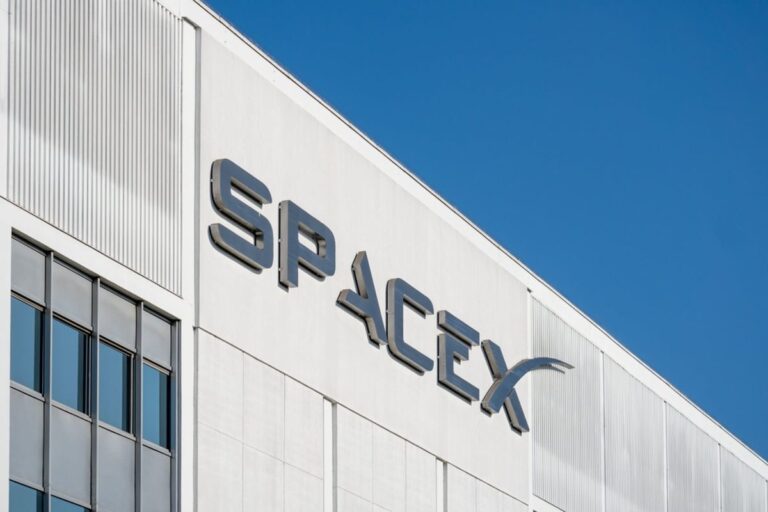 Anthony Scaramucci spricht vor einem Hintergrund mit Bitcoin-Logo und einer aufsteigenden SpaceX-Rakete