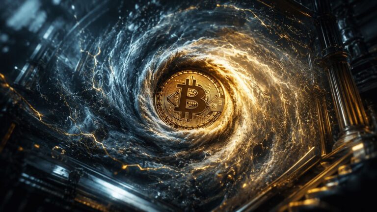 Ein Kurs-Chart, das die Volatilität von Bitcoin auf einer digitalen Anzeige visualisiert.