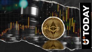 Ein fallender Kurs-Chart mit einem Ethereum-Logo, der den jüngsten Preisrückgang am Kryptomarkt symbolisiert