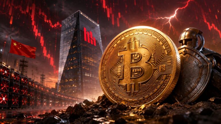 Ein Bitcoin-Logo neben dem Firmennamen von MicroStrategy auf einem digitalen Hintergrund