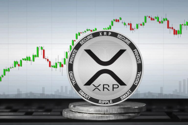 Handelsbildschirm mit Kursdaten für Bitcoin und XRP neben den Logos von CME Group und Nasdaq
