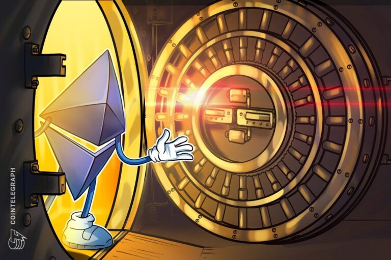 Ethereum-Münze vor einem roten Abwärts-Chart, symbolisch für den Abverkauf von FG Nexus