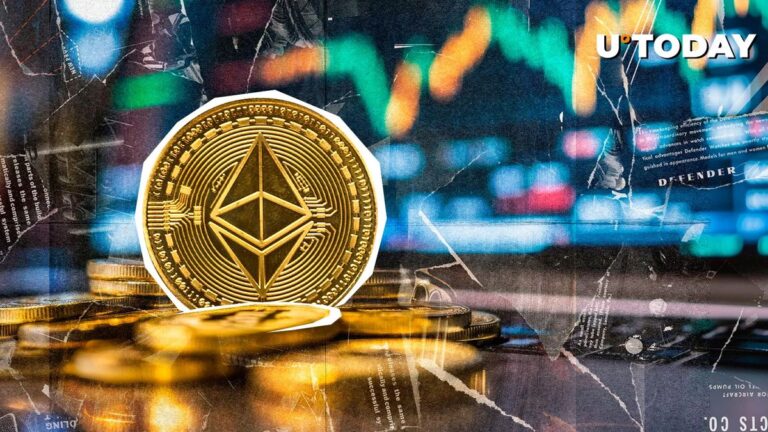 Eine physische Ethereum-Münze liegt auf einem steigenden Kurs-Chart