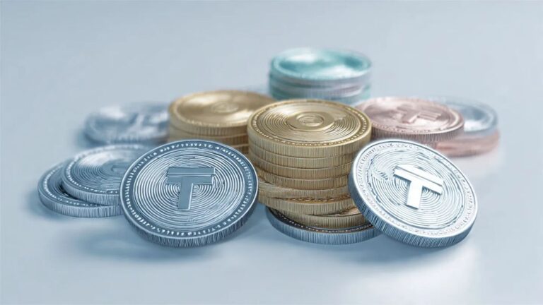 Ein digitaler Token und ein traditioneller Aktien-Chart vor dem Hintergrund der Wall Street.