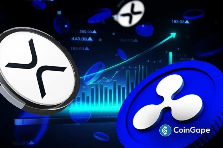 Physische Ripple-Münze liegt auf einem abstrakten digitalen Netzwerk mit Ethereum-Verbindungen
