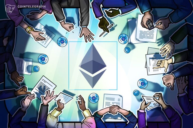 Physische Ethereum-Münze vor einem digitalen Kurs-Chart im Hintergrund