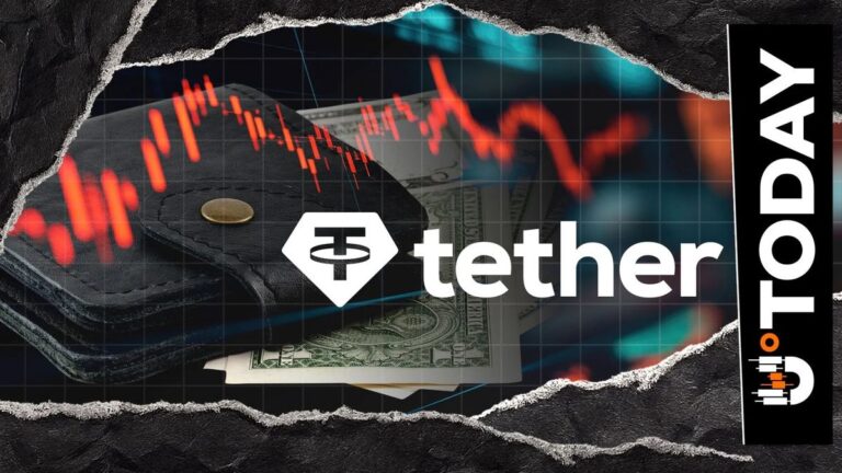 Tether-Logo neben einer glänzenden Goldmünze und einem Krypto-Chart