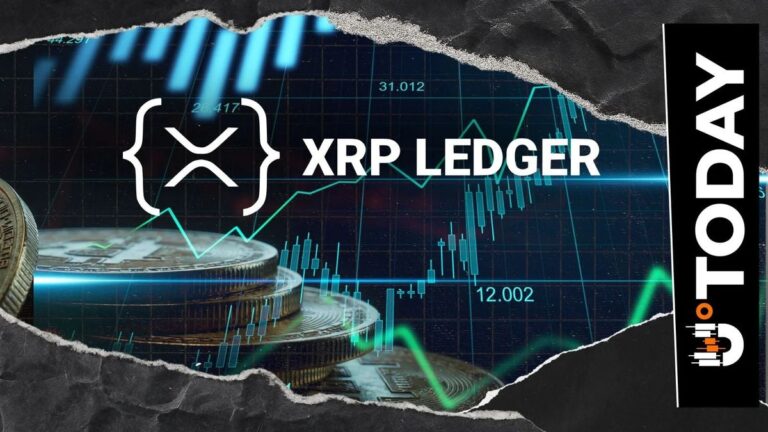 Digitale Ripple-Münze vor einem aufsteigenden Kurs-Chart und abstrakten DeFi-Netzwerklinien