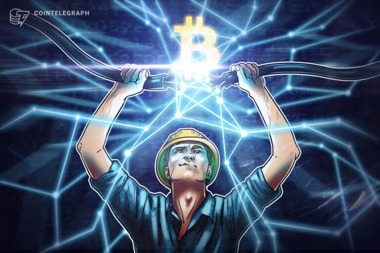 Moderne Server-Racks in einem Rechenzentrum zur symbolischen Darstellung von Bitcoin-Mining und KI-Infrastruktur