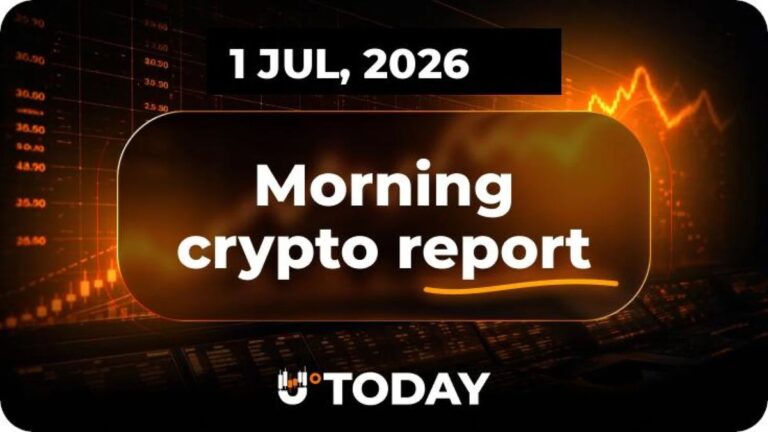 Eine physische Bitcoin-Münze neben einem fallenden Börsenchart und dem Logo der US-Bank Citi.