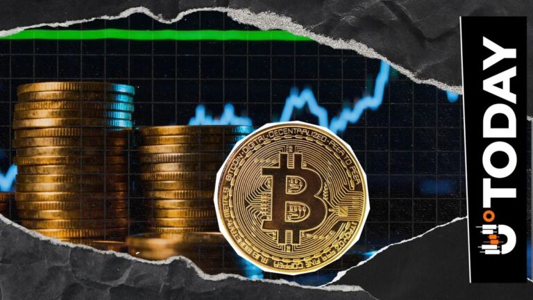 Steigender Bitcoin-Kurschart auf einem digitalen Display mit leuchtend grünen Aufwärtstrends.