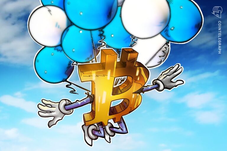 Bitcoin-Münze vor einem ansteigenden Kurs-Chart und der amerikanischen Flagge