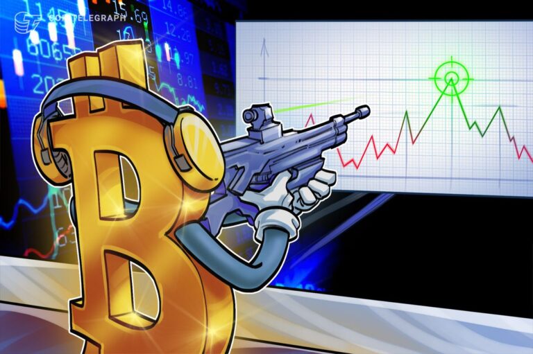Ein technischer Kurs-Chart von Bitcoin mit aufsteigenden Trendlinien neben einer physischen Bitcoin-Münze.