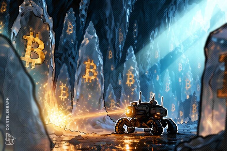 Physische Bitcoin-Münzen auf einem Finanzchart mit Symbolen für den Aktienhandel
