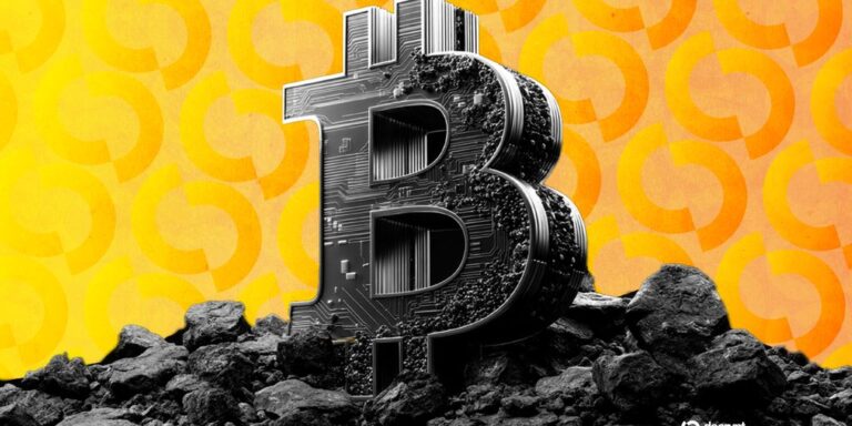 Rote Fallstricke um eine Bitcoin-Münze vor einem absteigenden roten Börsenchart