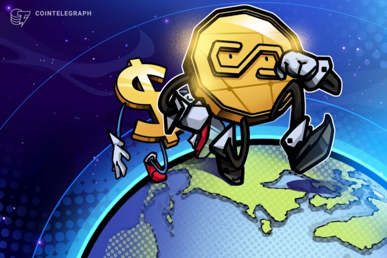 Eine Tether-Münze (USDT) liegt auf einer bolivianischen Flagge, im Hintergrund ein leicht verschwommener Kurs-Chart