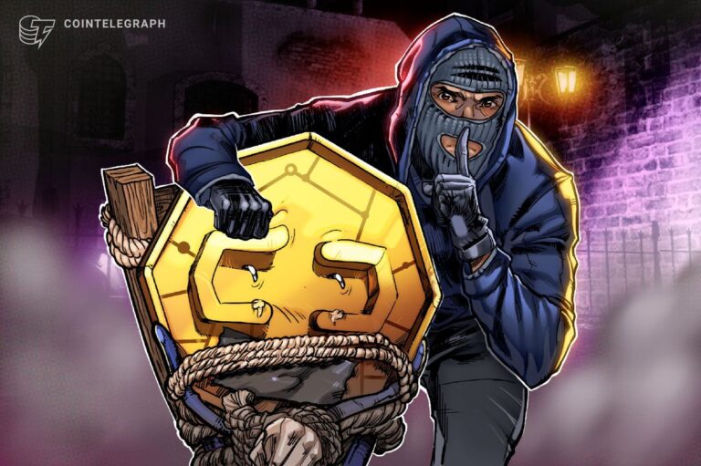 Tether USDT Logo vor einem dunklen Hintergrund mit einem Justiz-Symbol