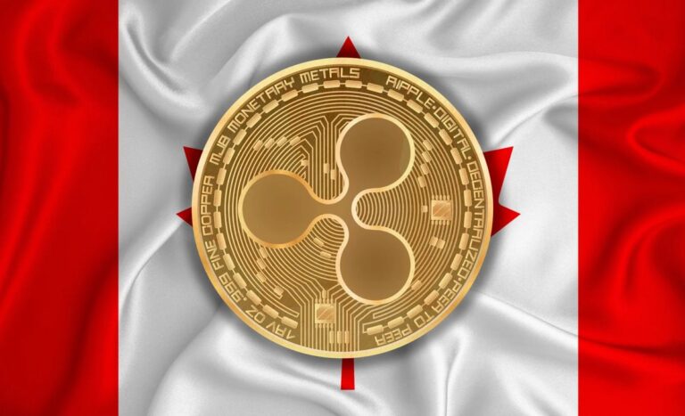 Das Logo der Bank of Montreal neben einer physischen XRP-Münze vor einem digitalen Finanzchart.