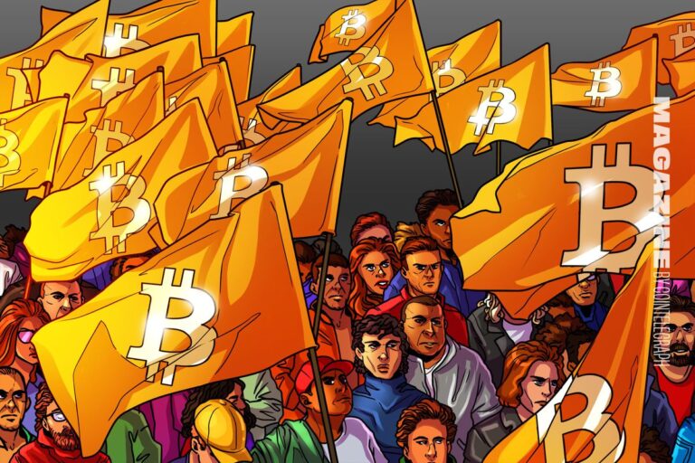 Bitcoin-Münze vor der wehenden Nationalflagge von El Salvador