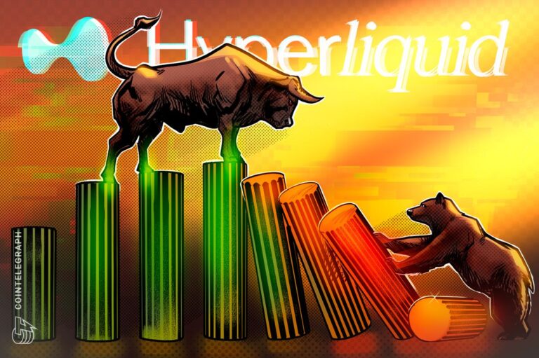 Physische Bitcoin-Münze vor einem stagnierenden roten Kurs-Chart