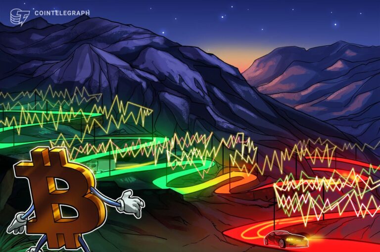 Bitcoin-Münze vor einem rot-grünen Kurs-Chart, der einen plötzlichen Preisanstieg symbolisiert