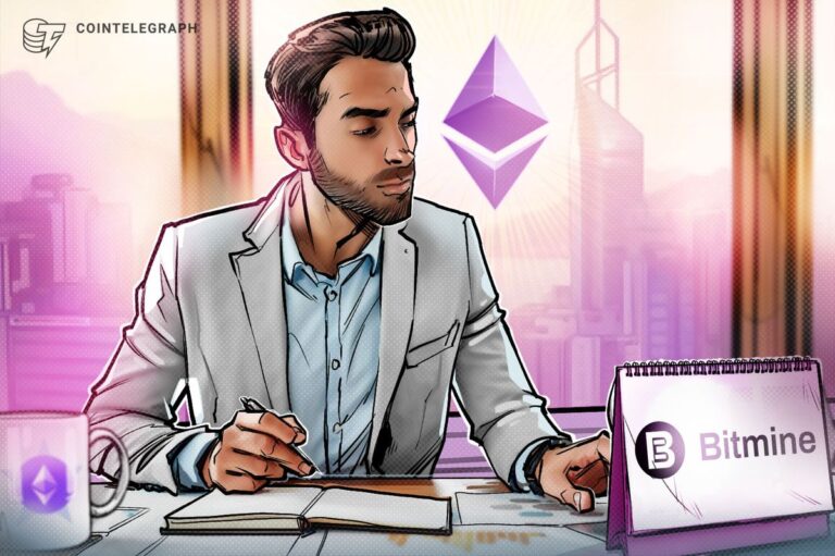 Diagramm zur Kursentwicklung von Ethereum neben dem Logo von Bitmine