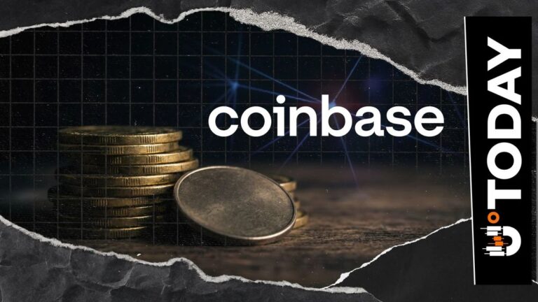 Ein Smartphone mit der Coinbase-App neben physischen Münzen von Ethereum und Tether auf einem Kurs-Chart