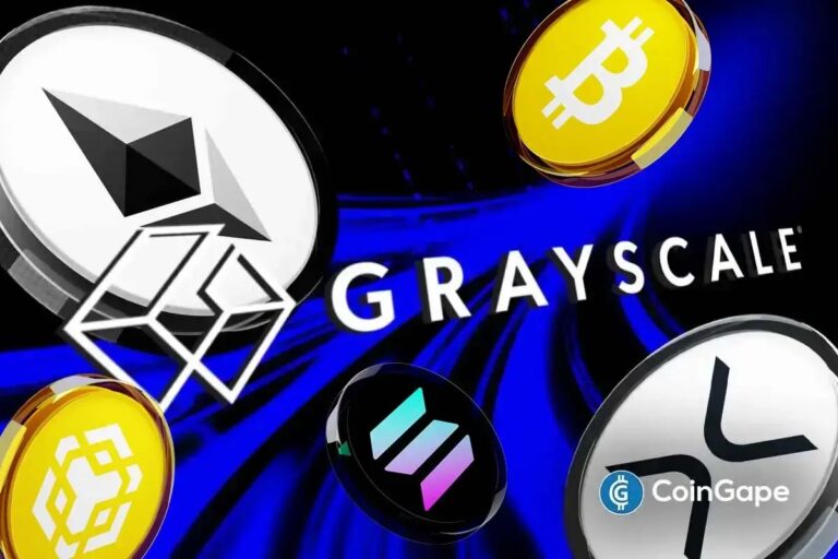 Kreisdiagramm des Grayscale GDLC ETF Portfolios mit Bitcoin, Ethereum und XRP