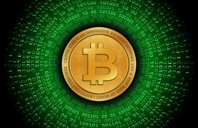 Physische Bitcoin-Münze auf einem digitalen Kurs-Chart, um historische Wal-Aktivitäten zu symbolisieren