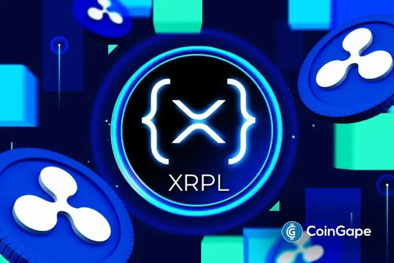 Digitale Darstellung des XRP-Logos umgeben von leuchtenden Blockchain-Netzwerkknoten