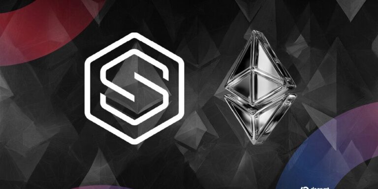 Physische Ethereum-Münze auf einem digitalen Chart, der institutionelles Staking symbolisiert