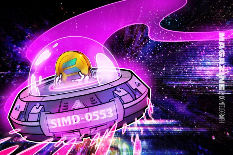 Solana-Logo auf einem digitalen Hintergrund mit Kurs-Chart und Token-Burn-Symbolik