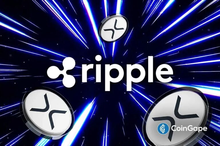 Das Logo von Ripple und XRP auf einem digitalen Finanz-Chart