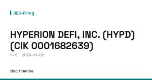 Hyperion DeFi verkauft HYPE Token zur Kredittilgung laut SEC Filing
