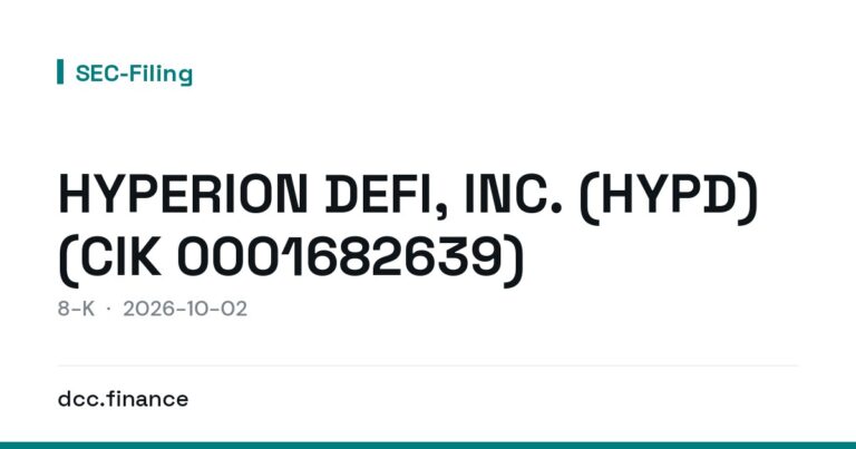 Hyperion DeFi verkauft HYPE Token zur Kredittilgung laut SEC Filing