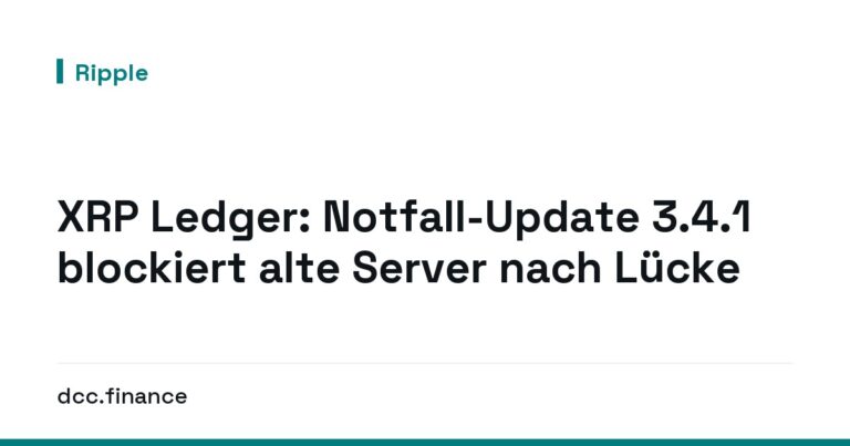 Ein rotes Warnschild auf einer Server-Infrastruktur mit dem XRP-Logo.